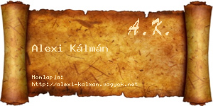 Alexi Kálmán névjegykártya